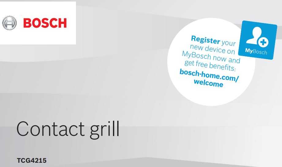BOSCH TCG4215 Contact Grill Instruction Manual