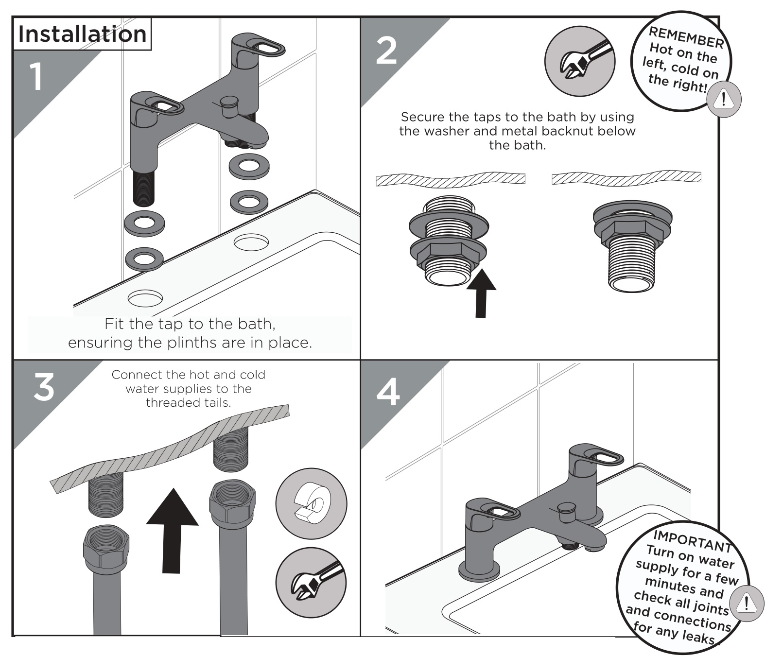 BRISTAN IRS-BSM-C Iris Chrome Bath Shower - Installation