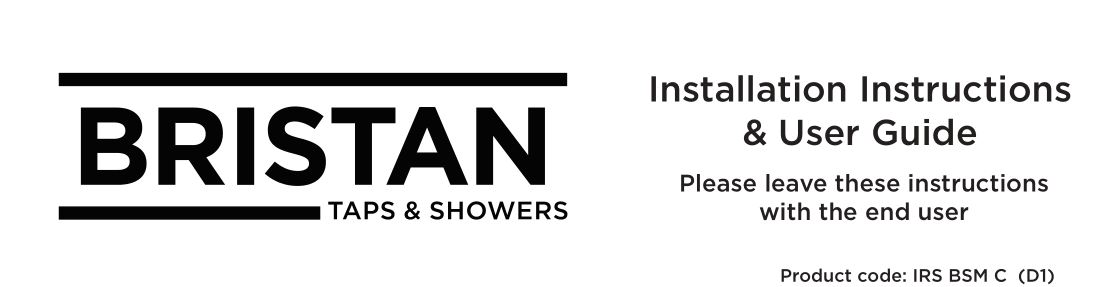 BRISTAN IRS-BSM-C Iris Chrome Bath Shower Instruction Manual