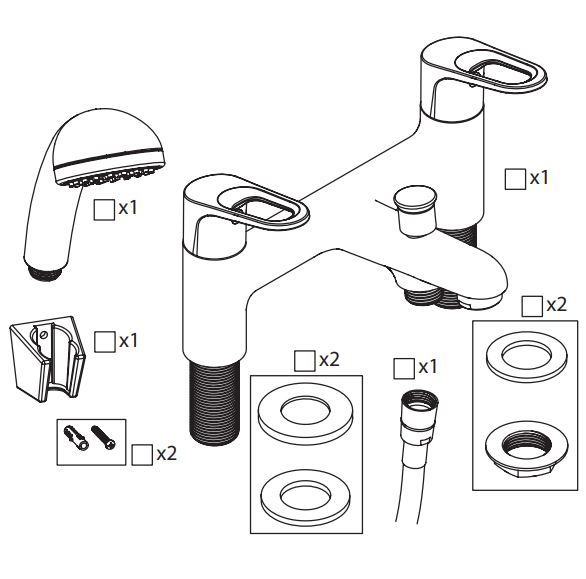 BRISTAN IRS-BSM-C Iris Chrome Bath Shower - Pack Contents