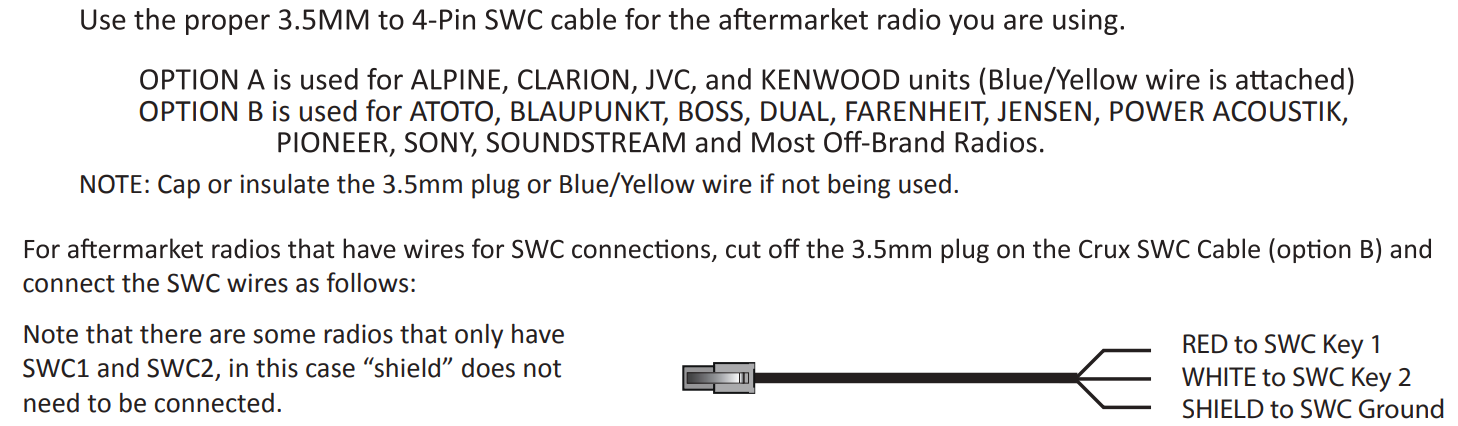 CRUX SWRNS-63S Radio Replacement with Steering Wheel Control Retention for Select NISSAN Vehicles 4-PIN SWC CABLE