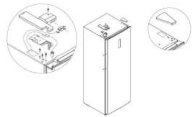 Continental Edison CECUF235NFW 238L Freezer User Manual - Install the supplied left upper hinge with cover