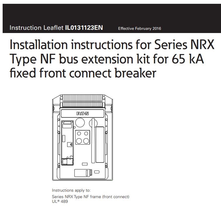 EATON IL0131123EN NRX Type NF Bus Extension Kit Instruction Manual