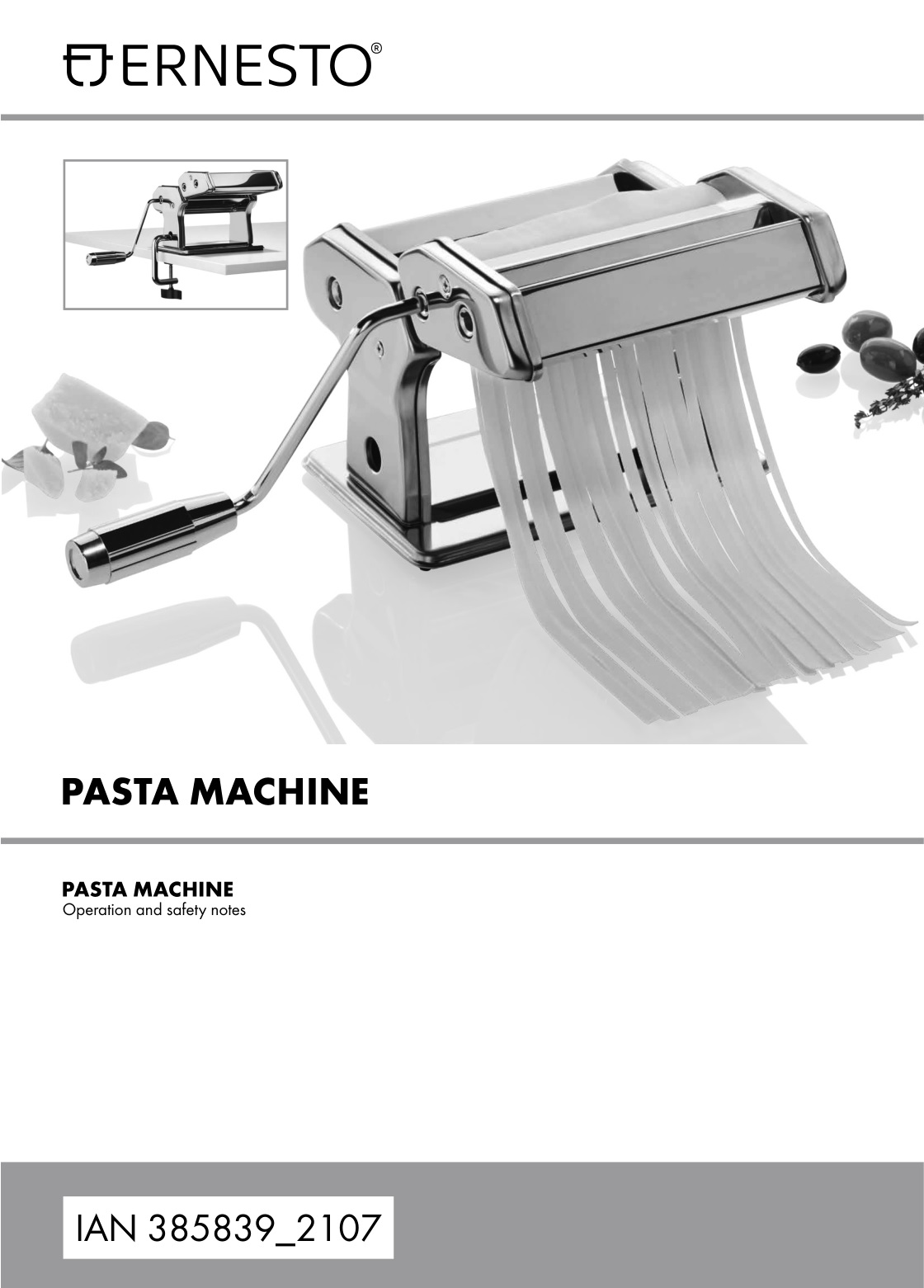 ERNESTO IAN 385839_2107 Pasta Machine Instruction Manual