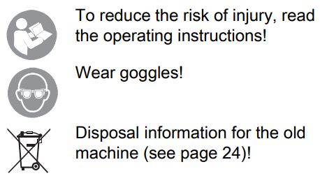 FLEX PE 150 18.0-EC Professional Cordless Rotary Polisher Instruction Manual - Symbols on the power tool