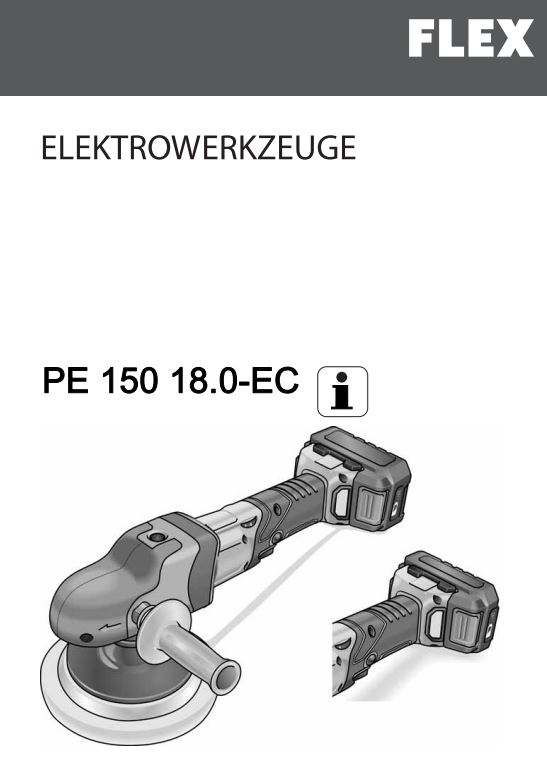 FLEX PE 150 18.0-EC Professional Cordless Rotary Polisher Instruction Manual