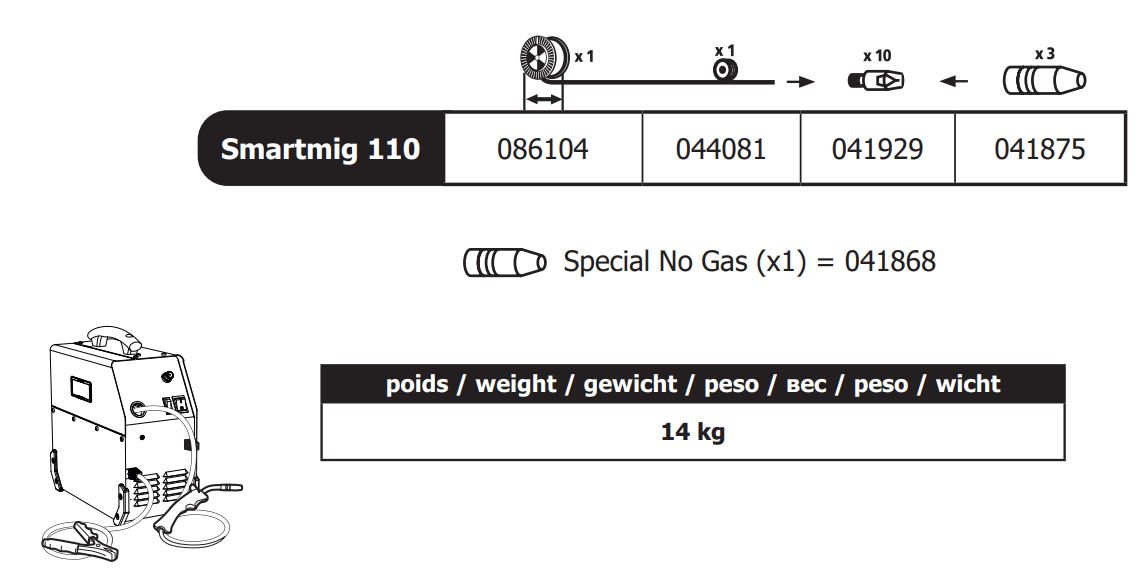 GYS SMARTMIG 110 No Gas Welder User Guide - ACCESSORIES