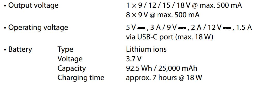 Harley Benton 528046 PowerPlant PowerBank+ mk2 - Technical specifications