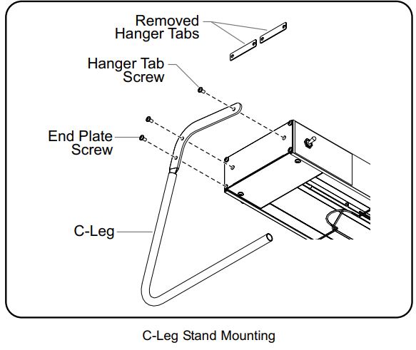 Hatco GRAH-48D3-120 Glo-Ray Infrared Strip Heaters Instruction Manual - C-Leg Stand mounting