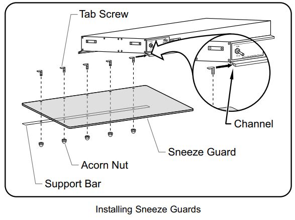 Hatco GRAH-48D3-120 Glo-Ray Infrared Strip Heaters Instruction Manual - Installing Sneeze Guards