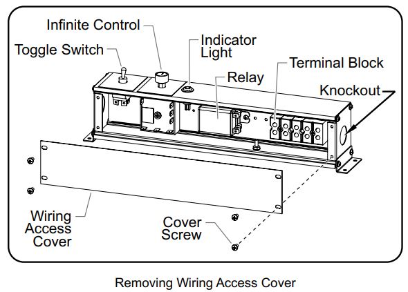 Hatco GRAH-48D3-120 Glo-Ray Infrared Strip Heaters Instruction Manual - Removing Wiring access Cover