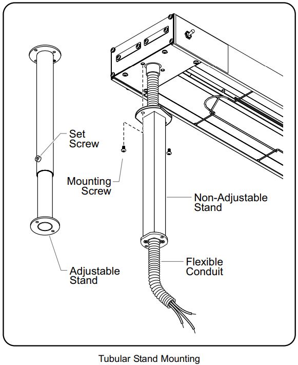 Hatco GRAH-48D3-120 Glo-Ray Infrared Strip Heaters Instruction Manual - Tubular Stand mounting