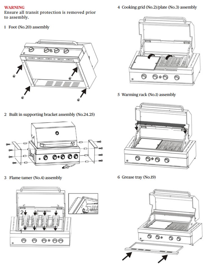 Inalto IBBQBI4B Built-in Grill 6 Burner - ASSEMBLY INSTRUCTIONS