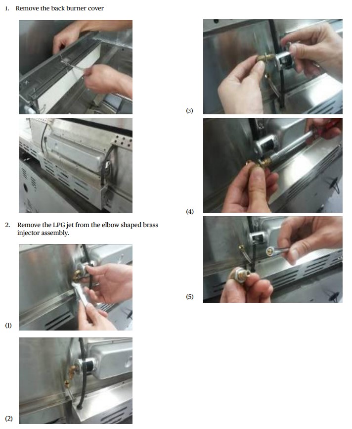 Inalto IBBQBI4B Built-in Grill 6 Burner - INSTRUCTIONS FOR CONVERTING THE BACK BURNER