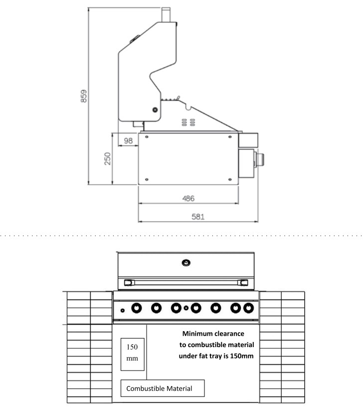 Inalto IBBQBI4B Built-in Grill 6 Burner - SIDE VIEW