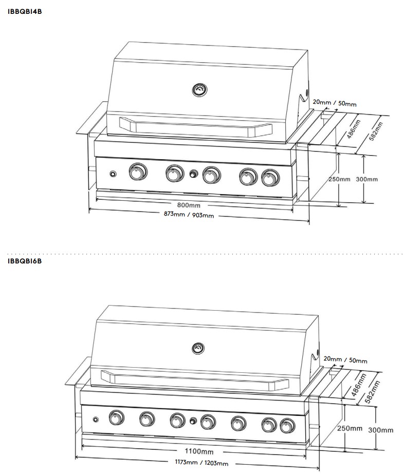 Inalto IBBQBI4B Built-in Grill 6 Burner - SPECIFICATIONS