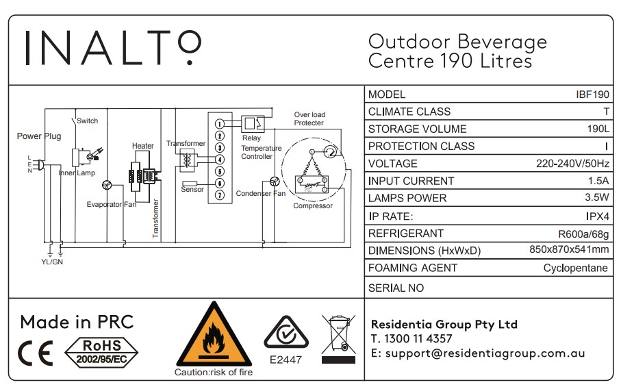 Inalto IBF190 Outdoor Beverage Centre 190 Litres - Useful Information