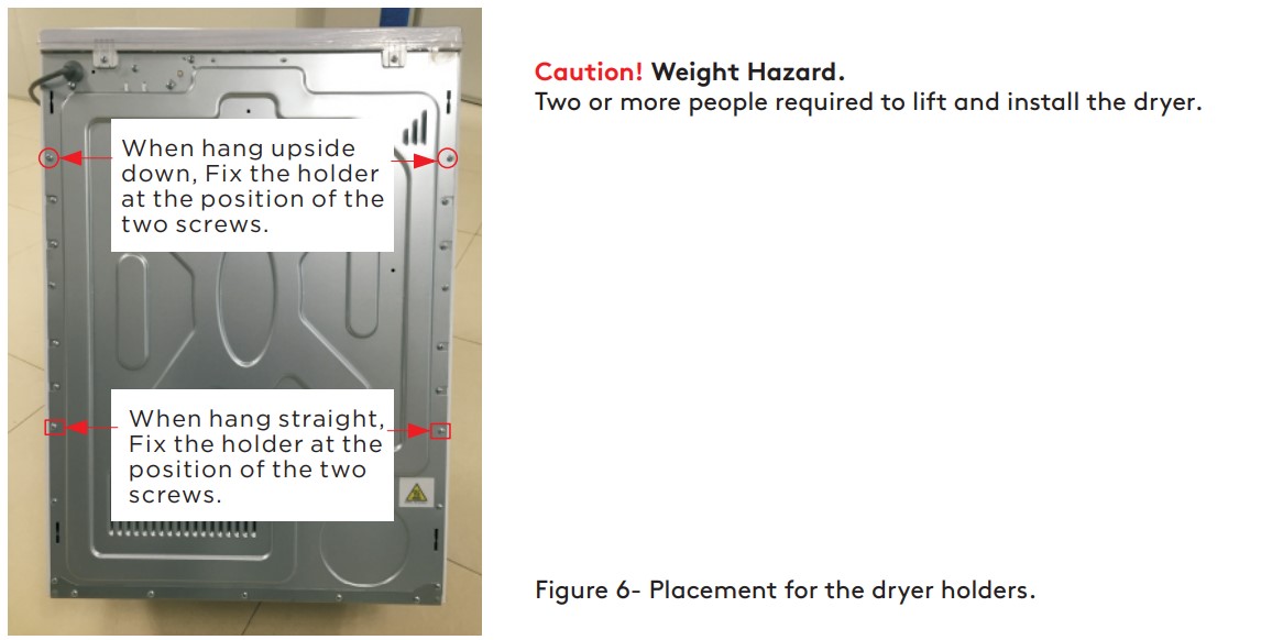 Inalto IVD7 VENTED DRYER 7KG - Placement for the dryer holders