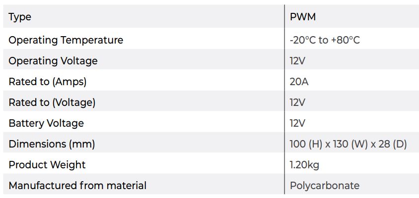 KT SOLAR KT70733 200W 12V Portable Folding Solar Blanket User Manual - Solar Controller Specifications