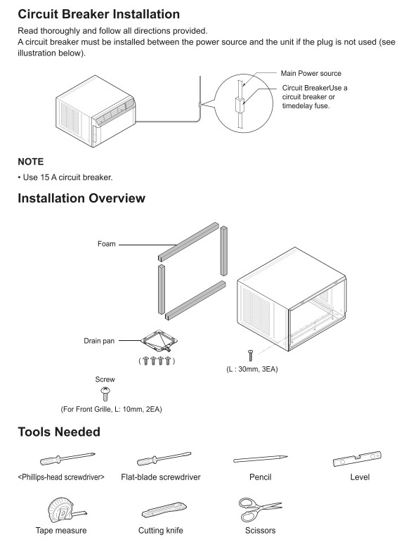 LG MFL71880201 AIR CONDITIONER - INSTALLATION