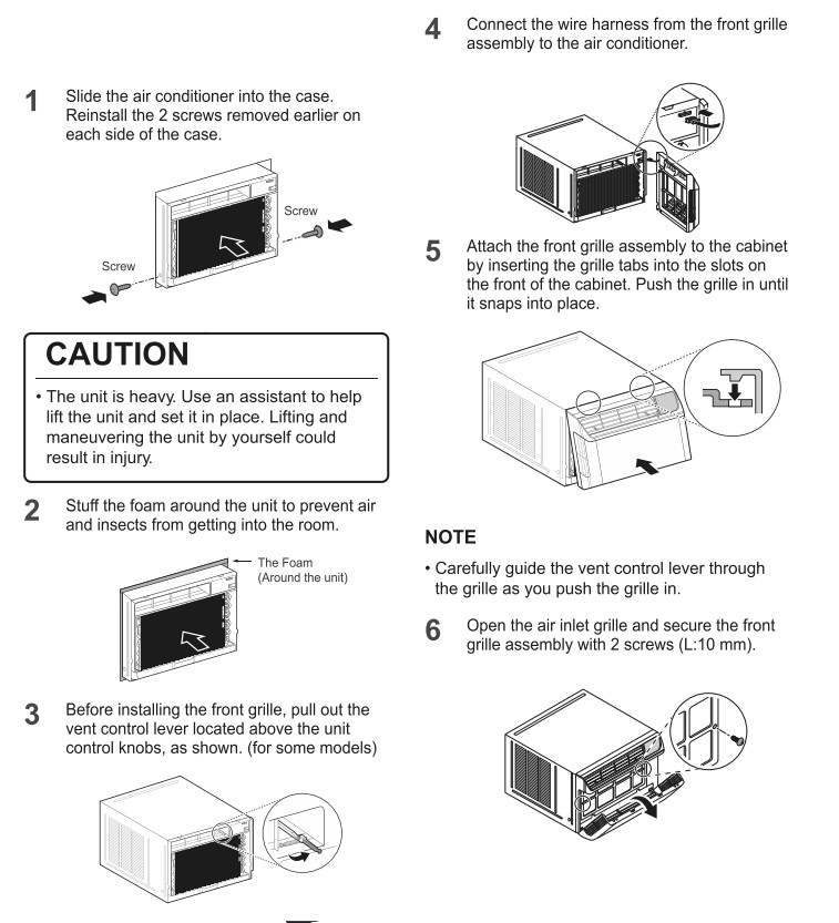 LG MFL71880201 AIR CONDITIONER - Installations of the unit into the cabine