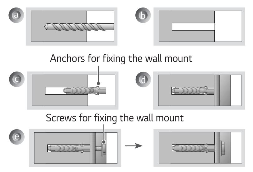 LG WB22EGB Wall Mount Support - For installation on concrete wall