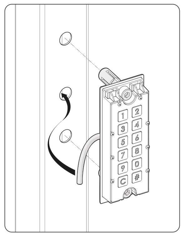 LOCINOX SlimStone-2 keypad - Run the cable through the middle hole in the post