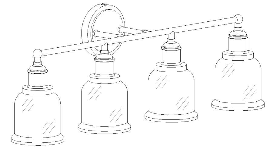 Lowe s 5106331 Uolfin Mil 4-Light Gold - IMAGE FOR FINISHED PRODUCT