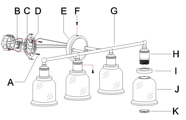 Lowe s 5106331 Uolfin Mil 4-Light Gold - TOOLS REQUIRED (NOT INCLUDED) 2