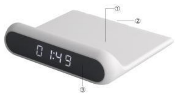 MOB MO6572 10W Wireless Charging with Alarm Clock - 10W wireless charger device including white LED time display and alarm clock
