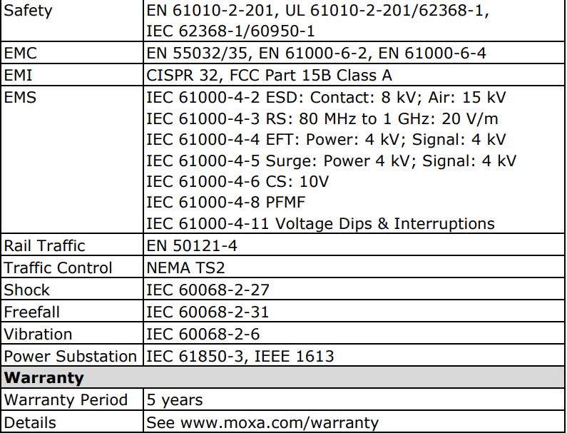 MOXA MDS-G4000-4XGS Layer 2 Managed Switches Installation Guide - Specifications