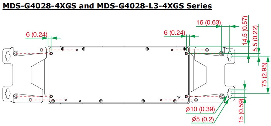 MOXA MDS-G4000-4XGS Layer 2 Managed Switches Installation Guide - Wall Mount Dimension and Instructions