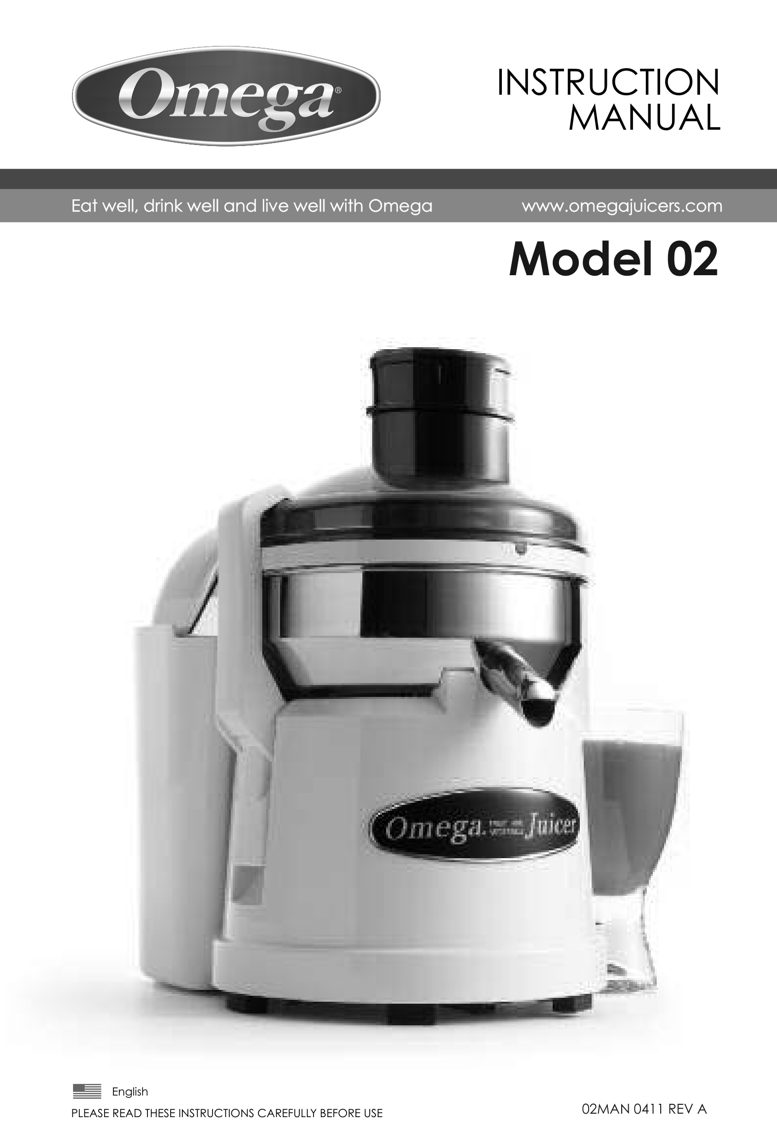 Omega 02 Pulp Ejector Mini Juicers Instruction Manual