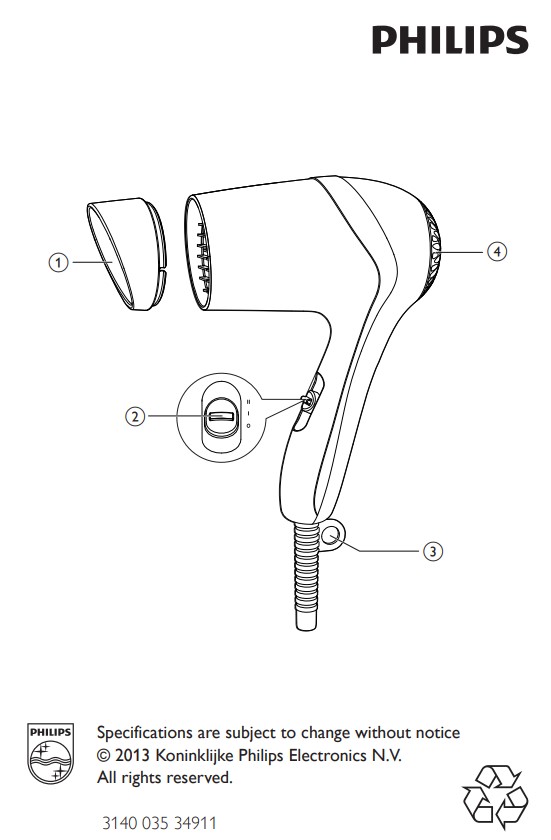 Philips Hairdryer HP8100 46 - Product overview