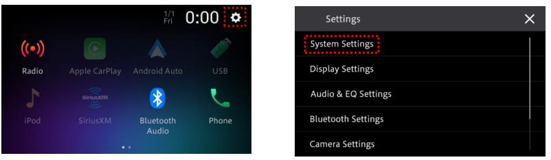 Pioneer SPH-DA160DAB System Firmware Update Instructions - Touch the settings icon, next touch