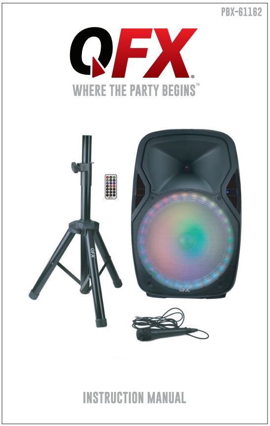 QFX PBX-61162 5 Inch Portable Bluetooth Party Loudspeaker Instruction Manual