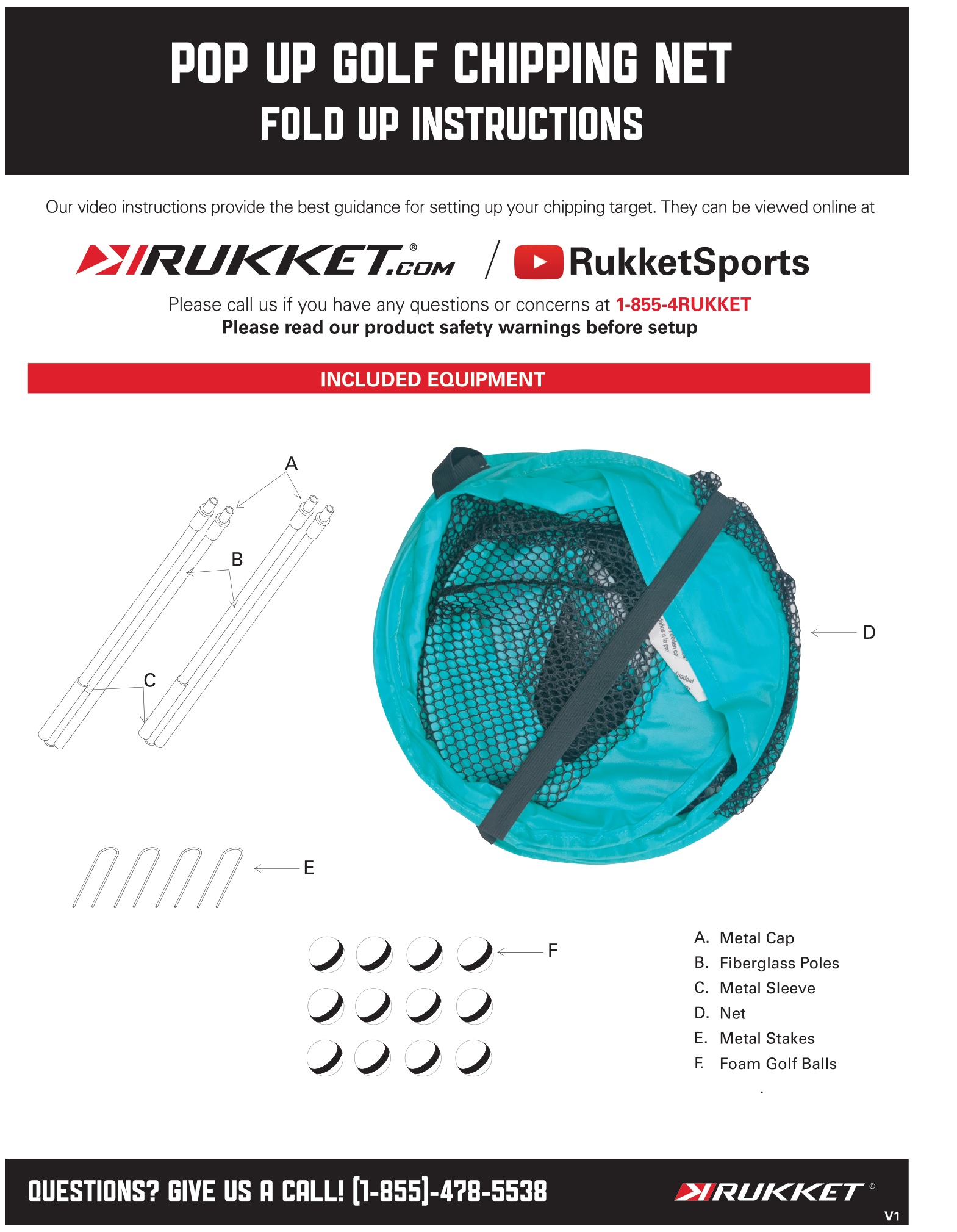 RUKKET SPORTS Pop Up Golf Chipping Net Instruction Manual