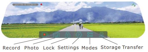 RYDEEN TOMBO 360X Surround View Frameless Rearview Mirror User Guide - Main User interface