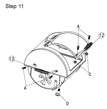 Royal Gourmet CC1830F 30 Inch Charcoal Barrel Grill with offset Smoker Owner's Manual - Fasten one handle