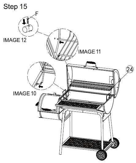 Royal Gourmet CC1830F 30 Inch Charcoal Barrel Grill with offset Smoker Owner's Manual - Insert the warming rack