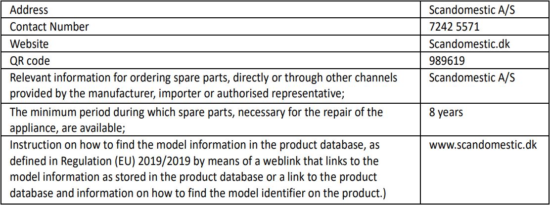 SCANCOOL SC 51 BE 1 Door Beverage Cooler User Manual - Aftersales service station list