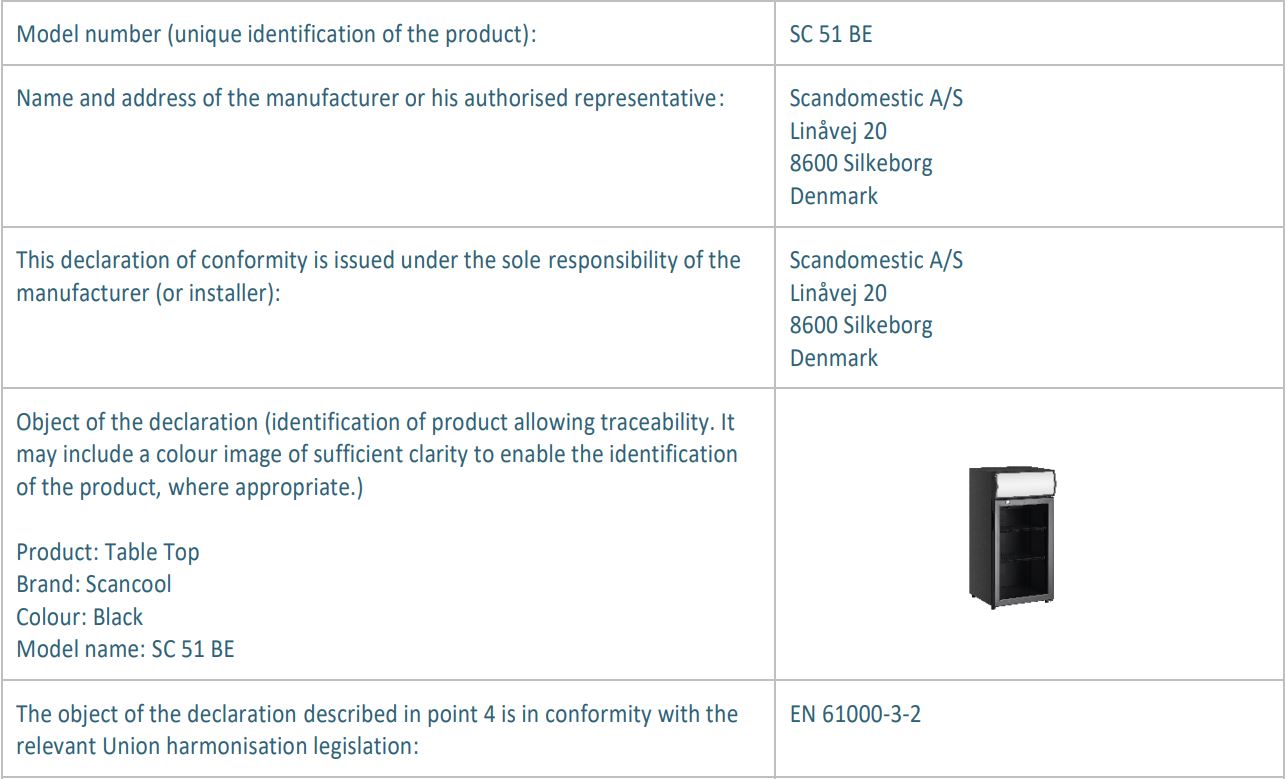SCANCOOL SC 51 BE 1 Door Beverage Cooler User Manual - EU DECLARATION OF CONFORMITY