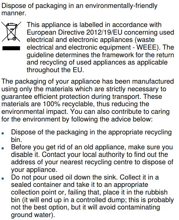 SIEMENS ER6A6PD70D Ceramic Gas Hob Instruction Manual - Environmentally friendly disposal
