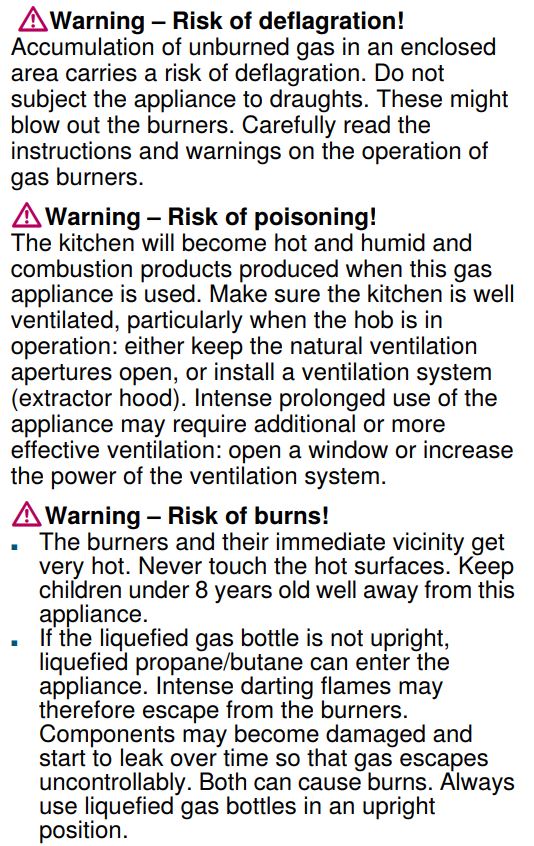 SIEMENS ER6A6PD70D Ceramic Gas Hob Instruction Manual - Important safety information