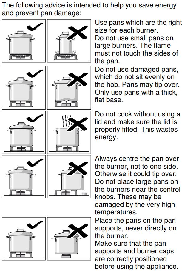 SIEMENS ER6A6PD70D Ceramic Gas Hob Instruction Manual - Precautions for use