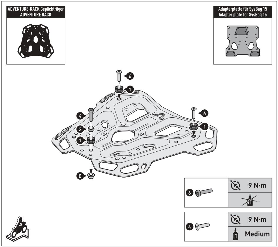 SW-MOTECH BC.SYS.01.889.20000 SysBag 30 Bag System Instruction Manual - Mounting