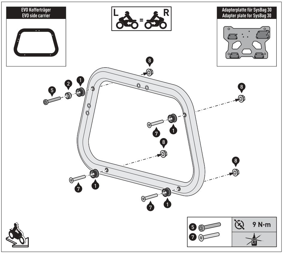 SW-MOTECH BC.SYS.01.889.20000 SysBag 30 Bag System Instruction Manual - Mounting