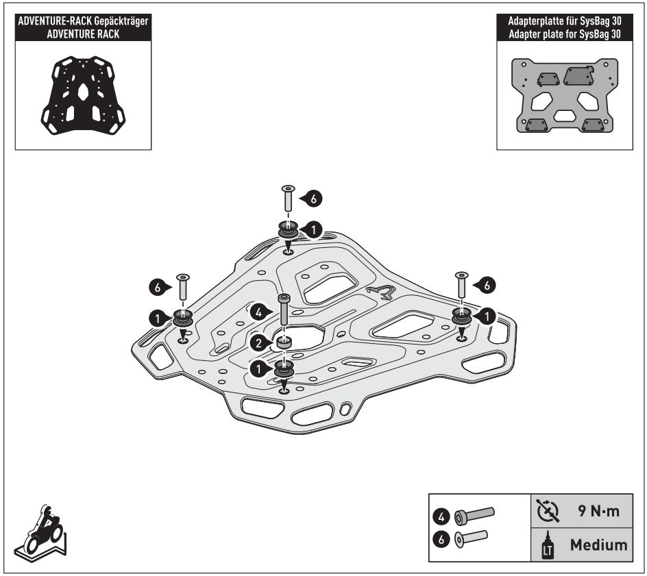 SW-MOTECH BC.SYS.01.889.20000 SysBag 30 Bag System Instruction Manual - Mounting