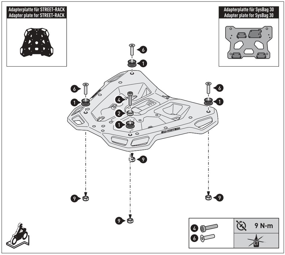SW-MOTECH BC.SYS.01.889.20000 SysBag 30 Bag System Instruction Manual - Mounting