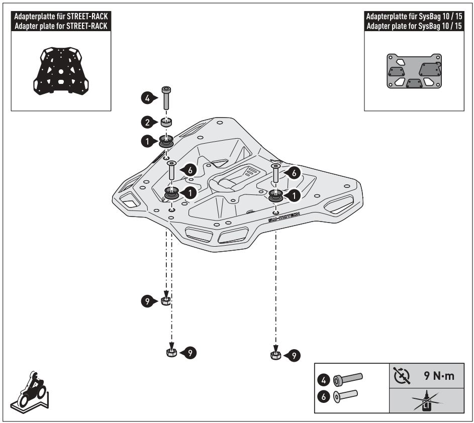 SW-MOTECH BC.SYS.01.889.20000 SysBag 30 Bag System Instruction Manual - Mounting